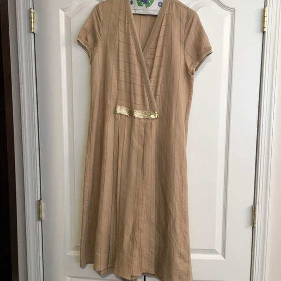 Beige Women’s Medi Dress Pleated Design made in Italy - Picture 5 of 10